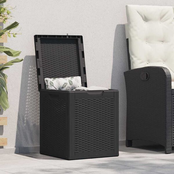 vidaXL Garden Storage Box 90L Black PP Rattan