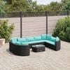 vidaXL 10 Piece Garden Sofa Set with Cushions Black Poly Rattan