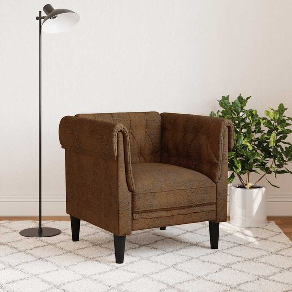 vidaXL Chesterfield Sofa Chair Brown Fabric