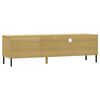 vidaXL TV Cabinet with Metal Legs Brown Solid Wood Pine OSLO