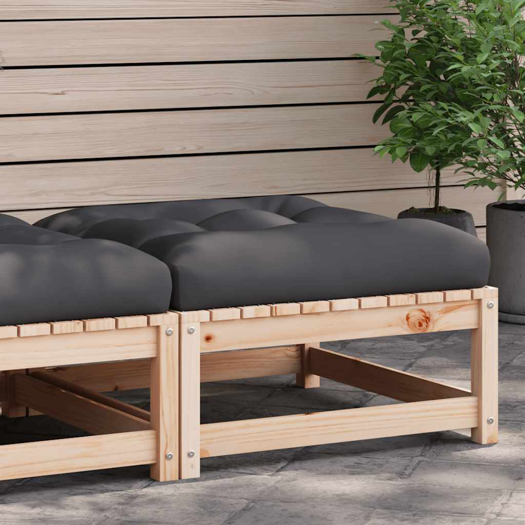 vidaXL Garden Footstool with Cushion Solid Wood Pine