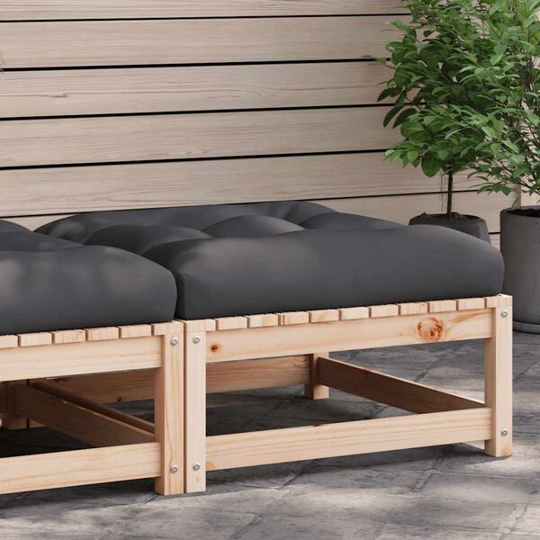 vidaXL Garden Footstool with Cushion Solid Wood Pine