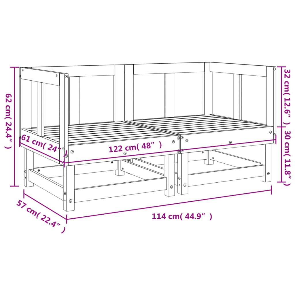 vidaXL Garden Corner Sofas 2 pcs Solid Wood Pine