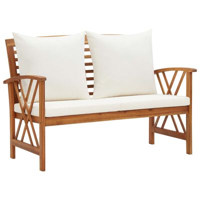 vidaXL Garden Bench with Cushions 119 cm Solid Acacia Wood