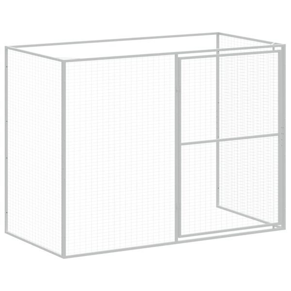 vidaXL Dog House with Run Light Grey 214x1069x181 cm Galvanised Steel