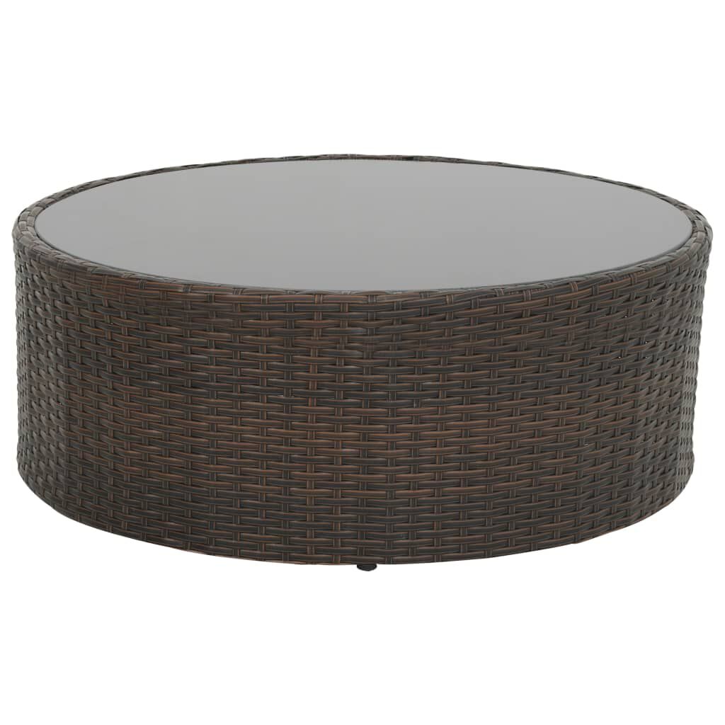 vidaXL 7 Piece Garden Lounge Set with Cushions Poly Rattan Brown
