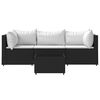 vidaXL 4 Piece Garden Lounge Set with Cushions Black Poly Rattan