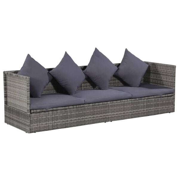 vidaXL Garden Bed Grey 200x60 cm Poly Rattan