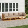 vidaXL 4 Piece Garden Lounge Set with Taupe Cushions Solid Wood
