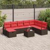 vidaXL Sofa Set with Cushion with Storage Brown Poly Rattan