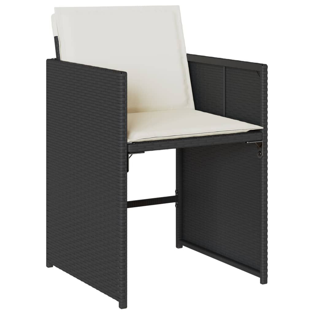 vidaXL 9 Piece Garden Dining Set with Cushions Black Poly Rattan