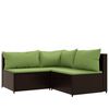 vidaXL 4 Piece Garden Lounge Set with Cushions Brown Poly Rattan