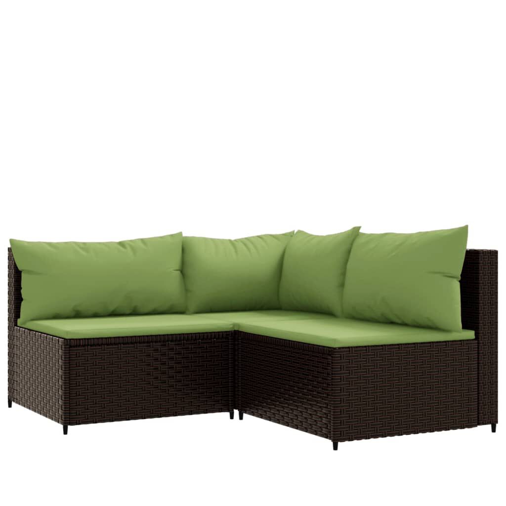 vidaXL 4 Piece Garden Lounge Set with Cushions Brown Poly Rattan