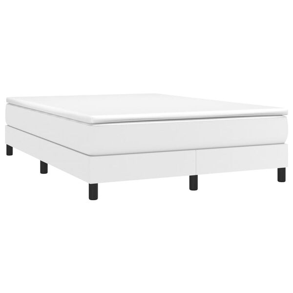vidaXL Box Spring Bed with Mattress White 152x203 cm Queen Faux Leather
