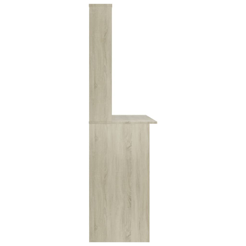 vidaXL Desk with Shelf Sonoma Oak 110x45x157 cm Engineered Wood
