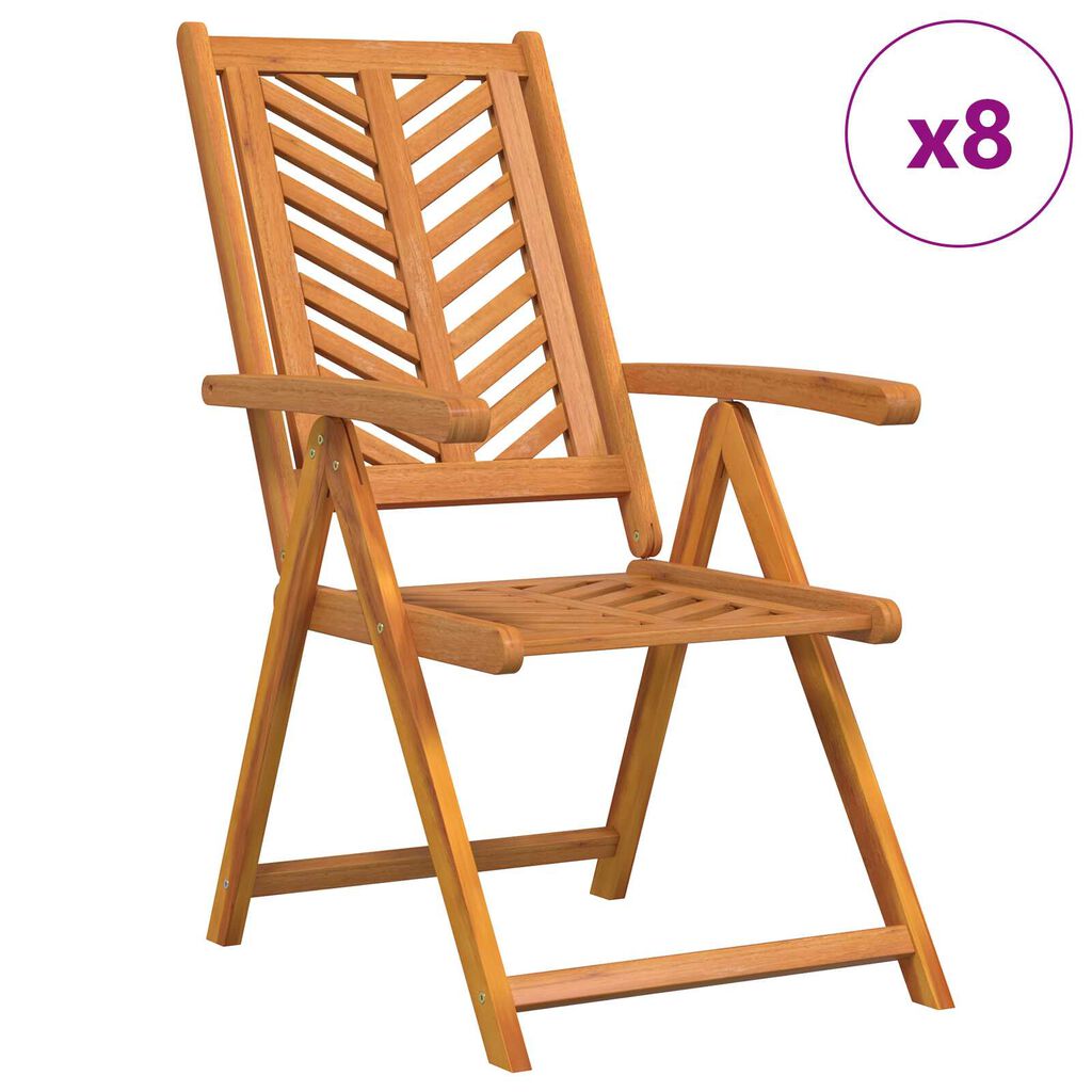 vidaXL Reclining Garden Chairs 8 pcs Solid Wood Acacia