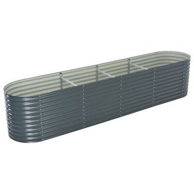 vidaXL Garden Raised Bed 400x80x81 cm Galvanised Steel Grey