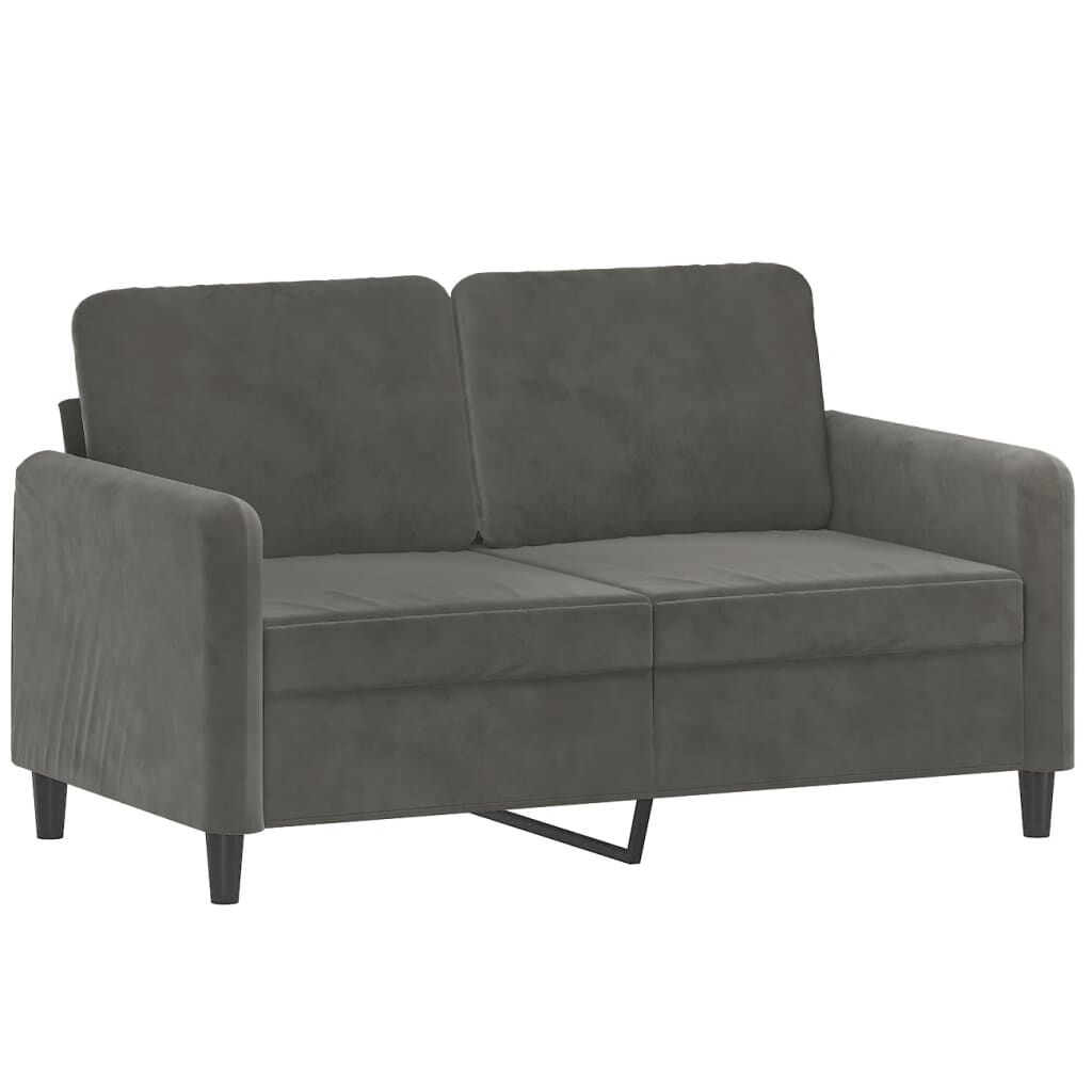 vidaXL 2 Piece Sofa Set with Throw Pillows&Cushions Dark Grey Velvet