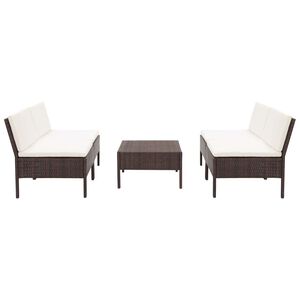 vidaXL 5 Piece Garden Sofa Set with Cushions Poly Rattan Brown