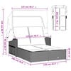 vidaXL Double Sun Lounger with Canopy and Cushions Grey Poly Rattan