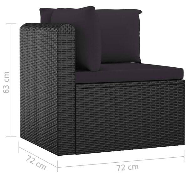 vidaXL 7 Piece Garden Lounge Set with Cushions Poly Rattan Black