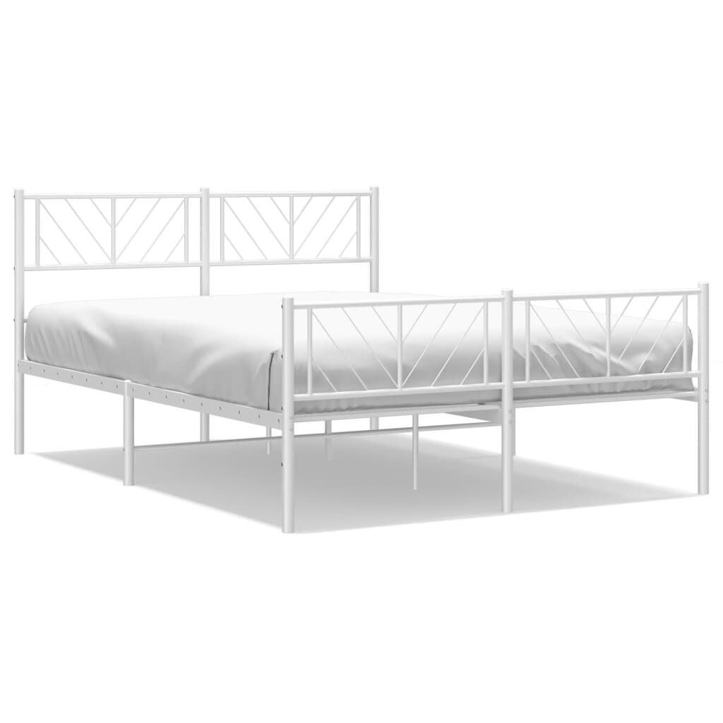 vidaXL Metal Bed Frame without Mattress with Footboard White 135x190cm