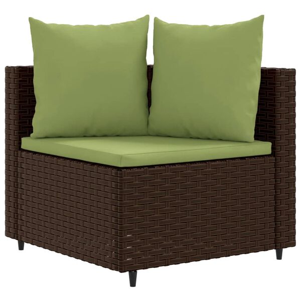 vidaXL 5 Piece Garden Sofa Set with Cushions Brown Poly Rattan