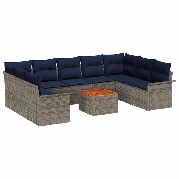 vidaXL Garden Sofa Set 10 pcs Grey Poly rattan