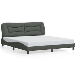 vidaXL Bed Frame without Mattress "Hvar" Dark Grey 193x203 cm Fabric