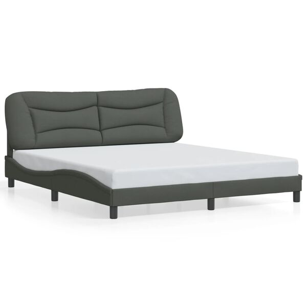 vidaXL Bed Frame without Mattress "Hvar" Dark Grey 193x203 cm Fabric