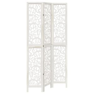 vidaXL Room Divider 3 Panels White Solid Wood Paulownia