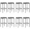 vidaXL 9 Piece Garden Bar Set with Cushions Grey Poly Rattan