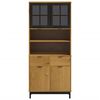 vidaXL Highboard with Glass Doors FLAM 80x40x180 cm Solid Wood Pine