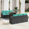 vidaXL Garden Sofa Set with Storage 7 pcs Black Poly rattan