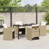 vidaXL Garden Dining Set with Cushion 5 pcs Beige Poly Rattan