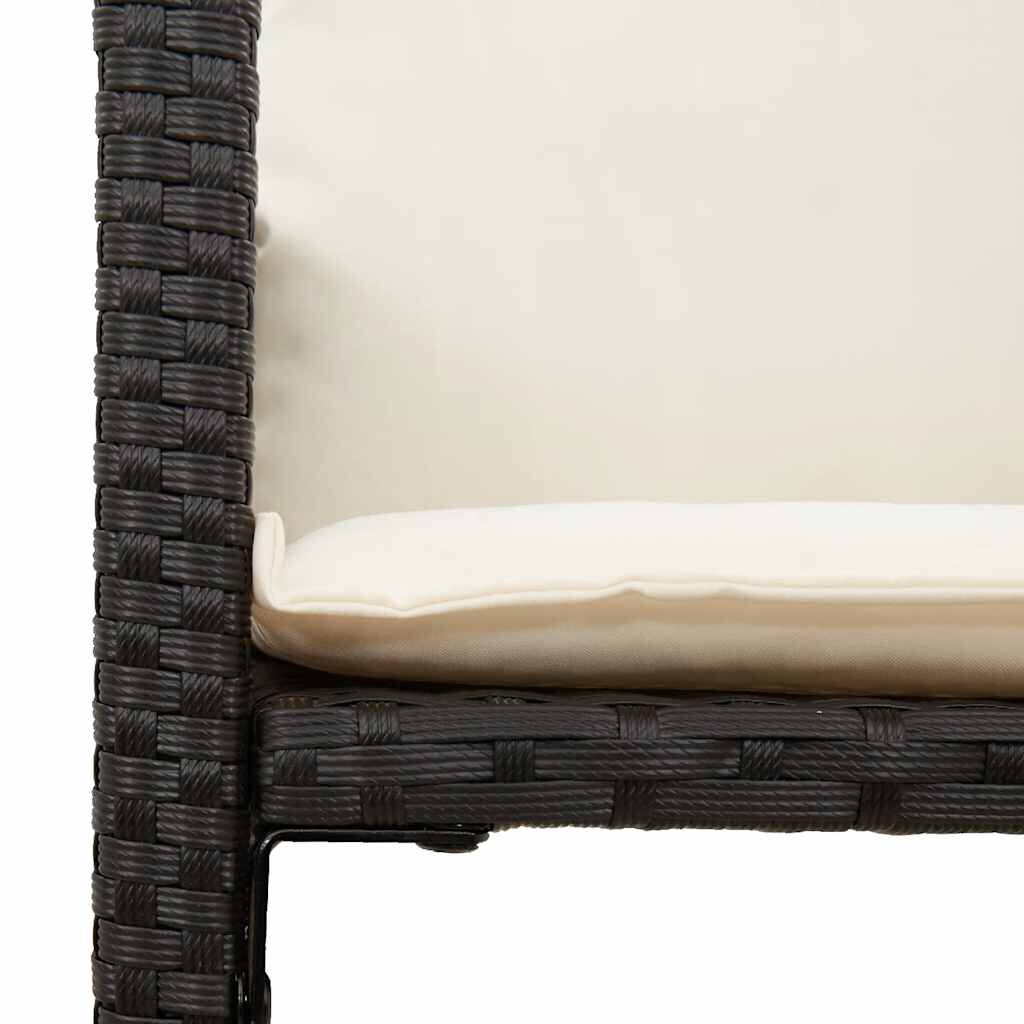 vidaXL 3 Piece Garden Bar Set with Cushions Black Poly Rattan Acacia