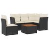 vidaXL 6 Piece Garden Sofa Set with Cushions Black Poly Rattan
