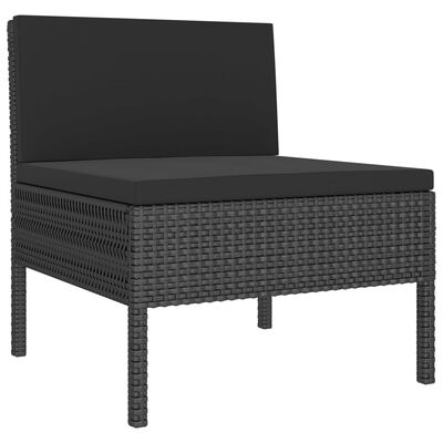 vidaXL 14 Piece Garden Lounge Set with Cushions Poly Rattan Black