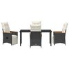 vidaXL Garden Dining Set with Cushion 5 pcs Black Poly Rattan
