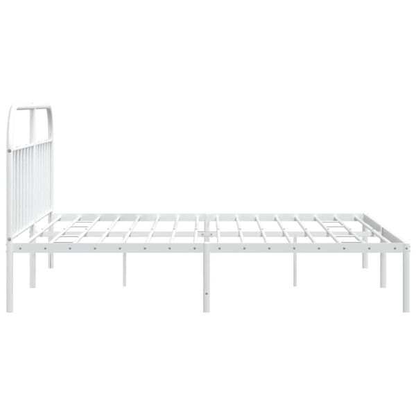 vidaXL Metal Bed Frame without Mattress with Headboard White 193x203cm
