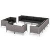 vidaXL 11 Piece Garden Lounge Set with Cushions Poly Rattan Dark Grey