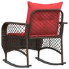 vidaXL Garden Rocking Chair with Cushions Brown Poly Rattan