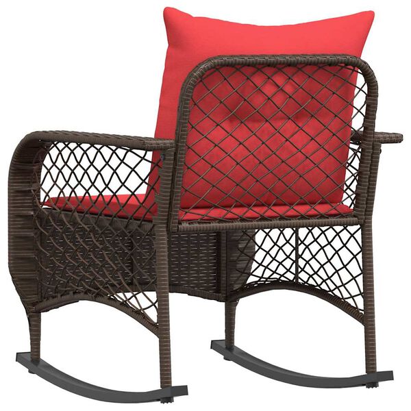vidaXL Garden Rocking Chair with Cushions Brown Poly Rattan
