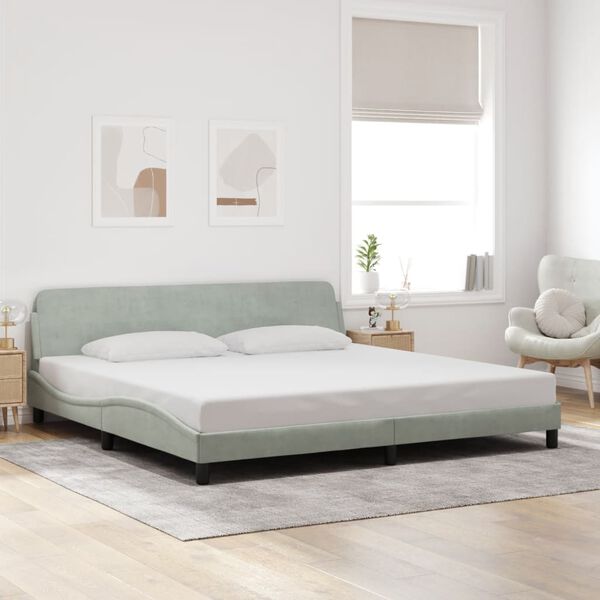 vidaXL Bed Frame "Dover" Light Grey 193x203 cm Velvet