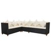 vidaXL 4 Piece Garden Lounge Set with Cushions Poly Rattan Black