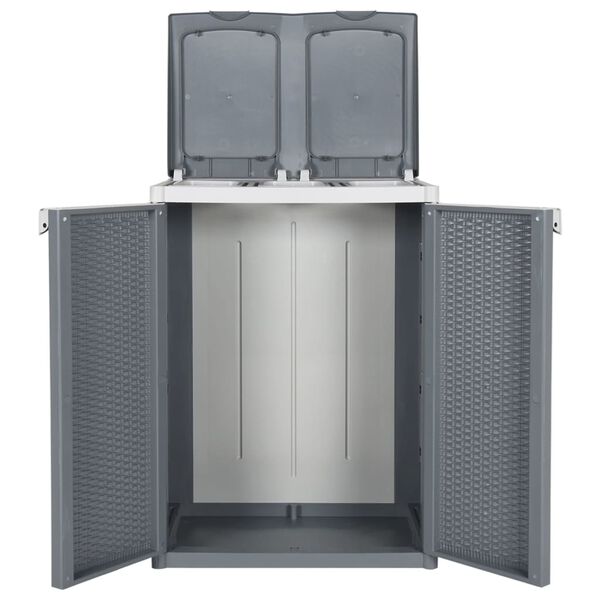 vidaXL Trash Bin with 2 Doors Grey 65x45x88 cm PP