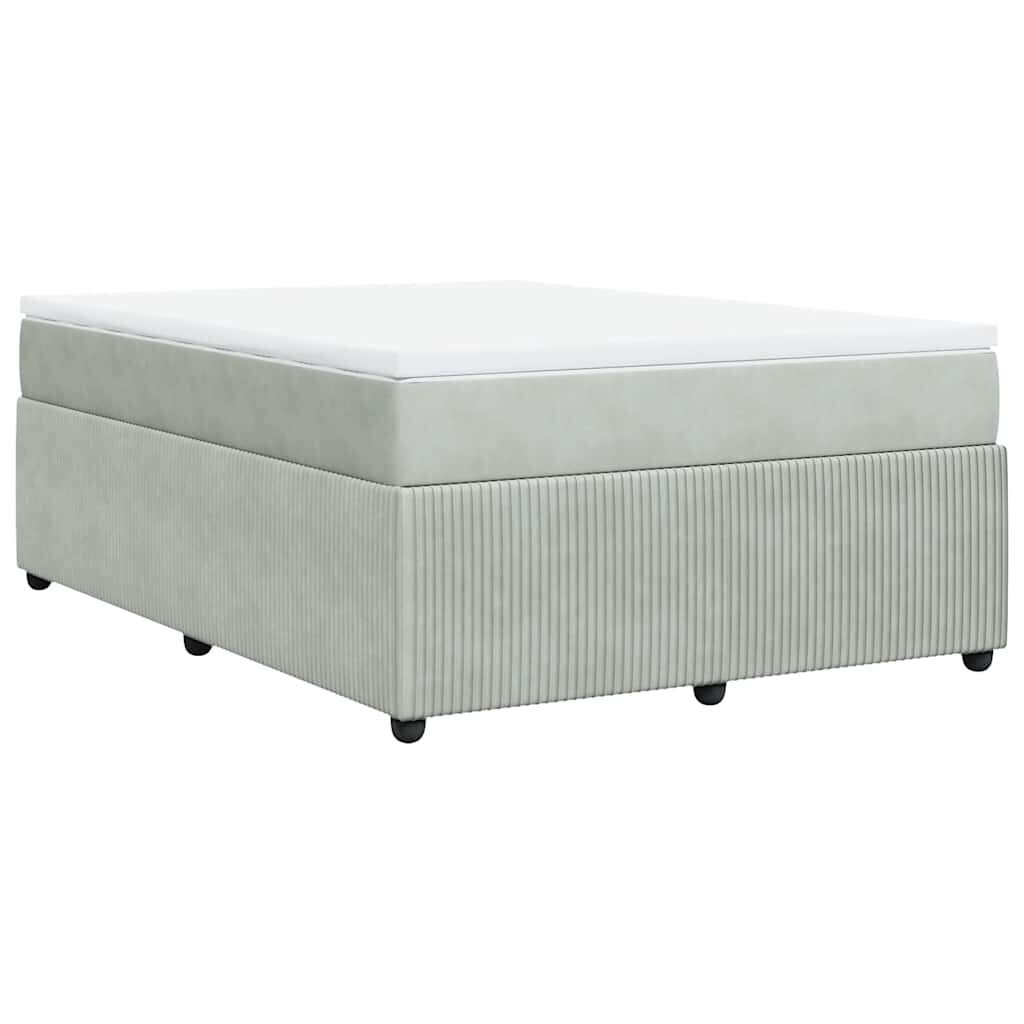 vidaXL Box Spring Bed with Mattress Light Grey Queen Velvet
