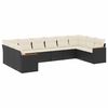 vidaXL 10 Piece Garden Sofa Set with Cushions Black Poly Rattan