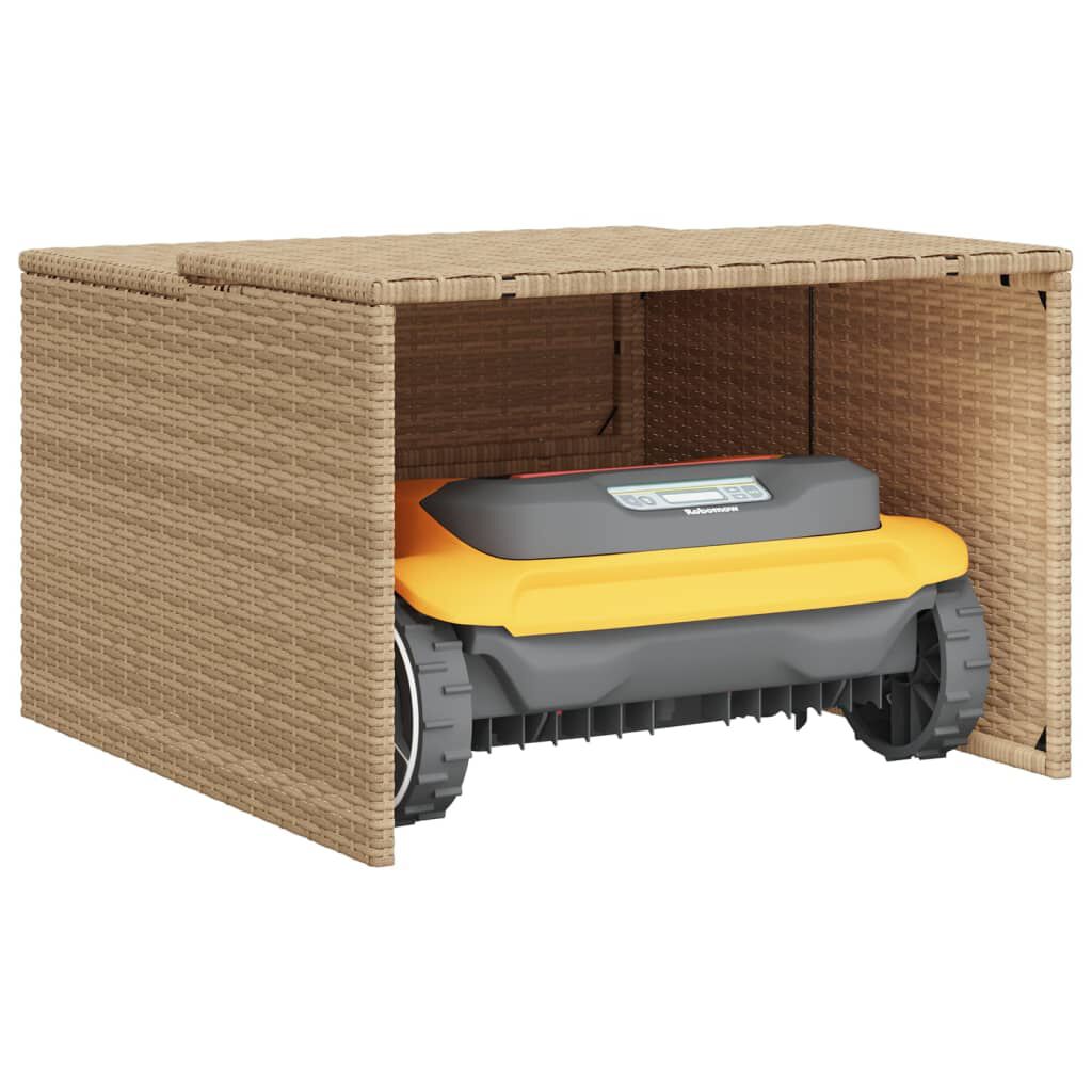 vidaXL Robot Mower Garage Beige 86x90x52/57 cm Poly Rattan