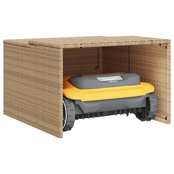 vidaXL Robot Mower Garage Beige 86x90x52/57 cm Poly Rattan